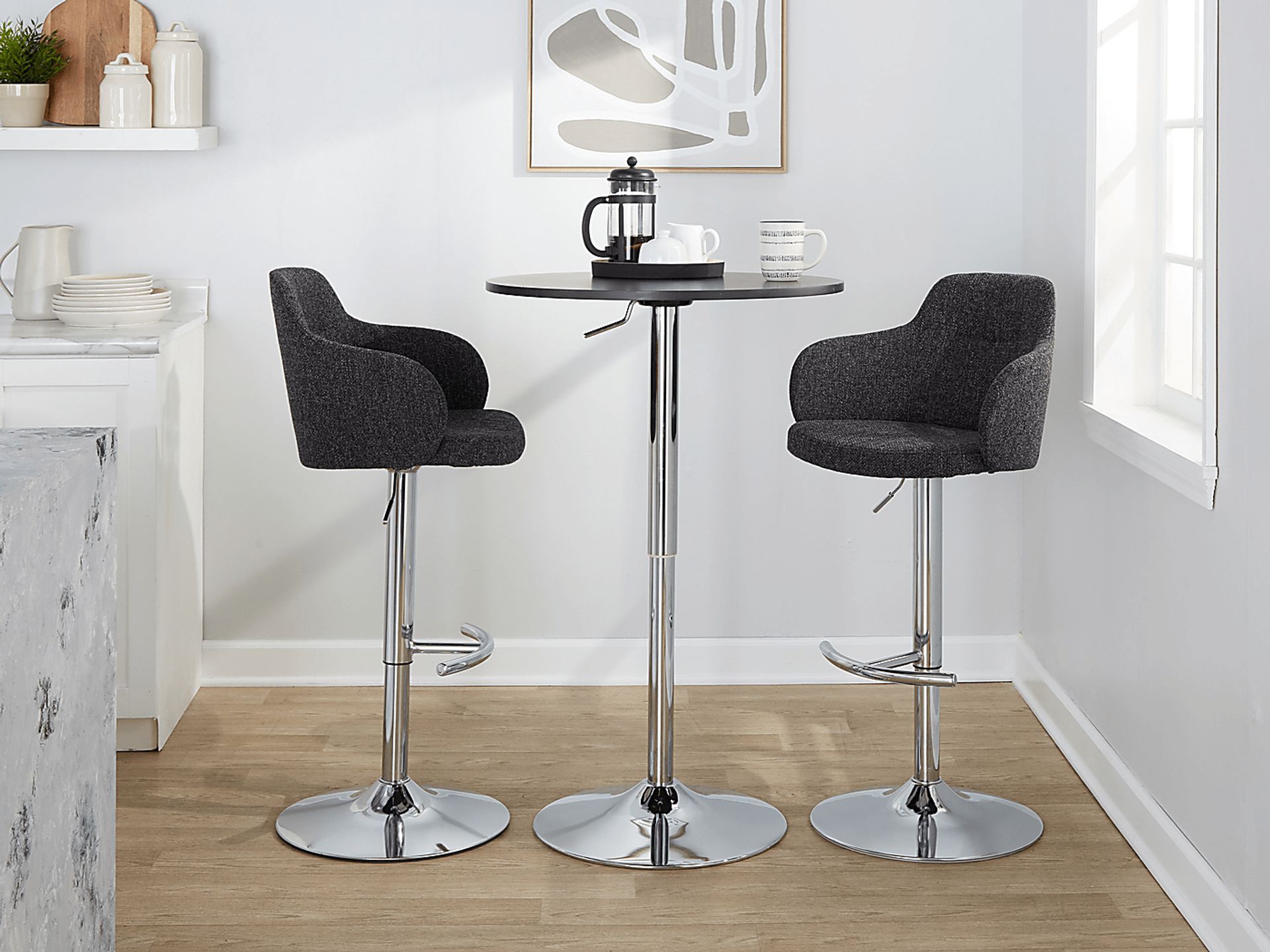 Vitadale IV Black Adjustable Swivel Barstool, Set of 2 - Image 10