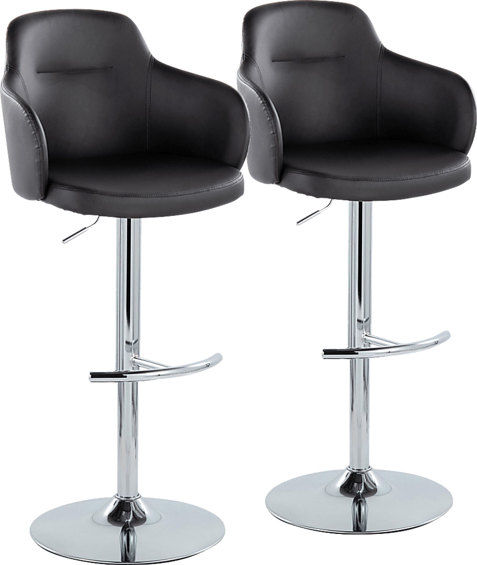 Vitadale IV Black Adjustable Swivel Barstool, Set of 2 - Image 1