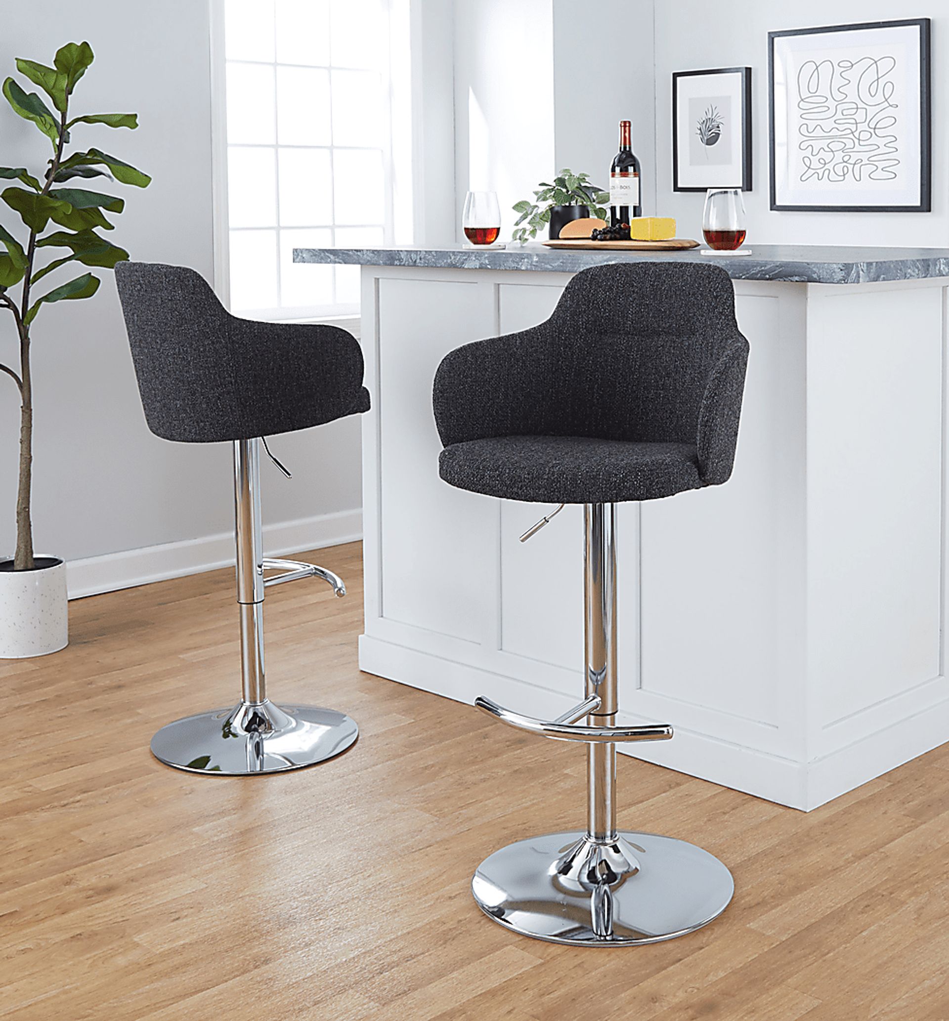 Vitadale IV Dark Gray Adjustable Swivel Barstool, Set of 2 - Image 8