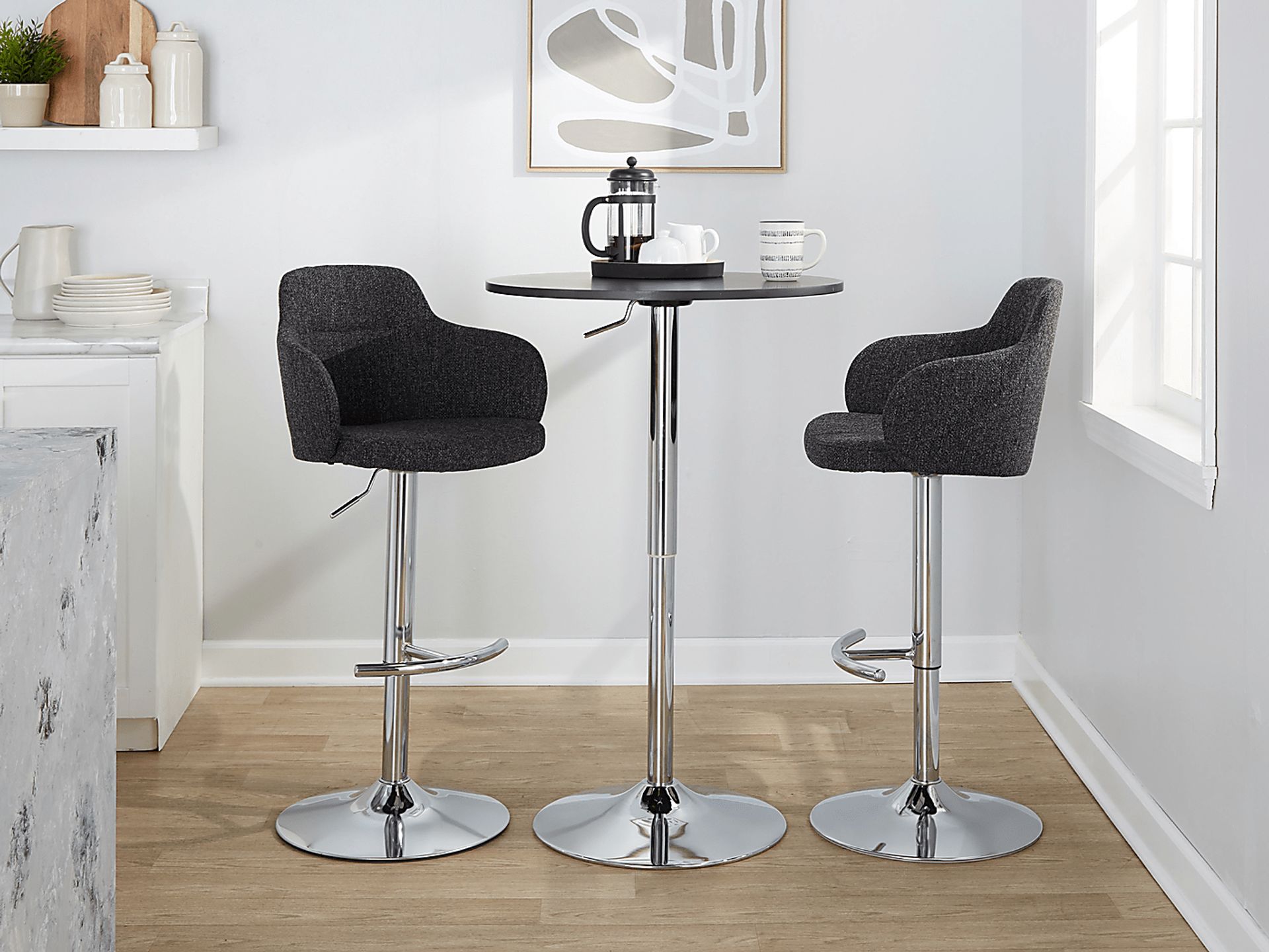 Vitadale IV Dark Gray Adjustable Swivel Barstool, Set of 2 - Image 9