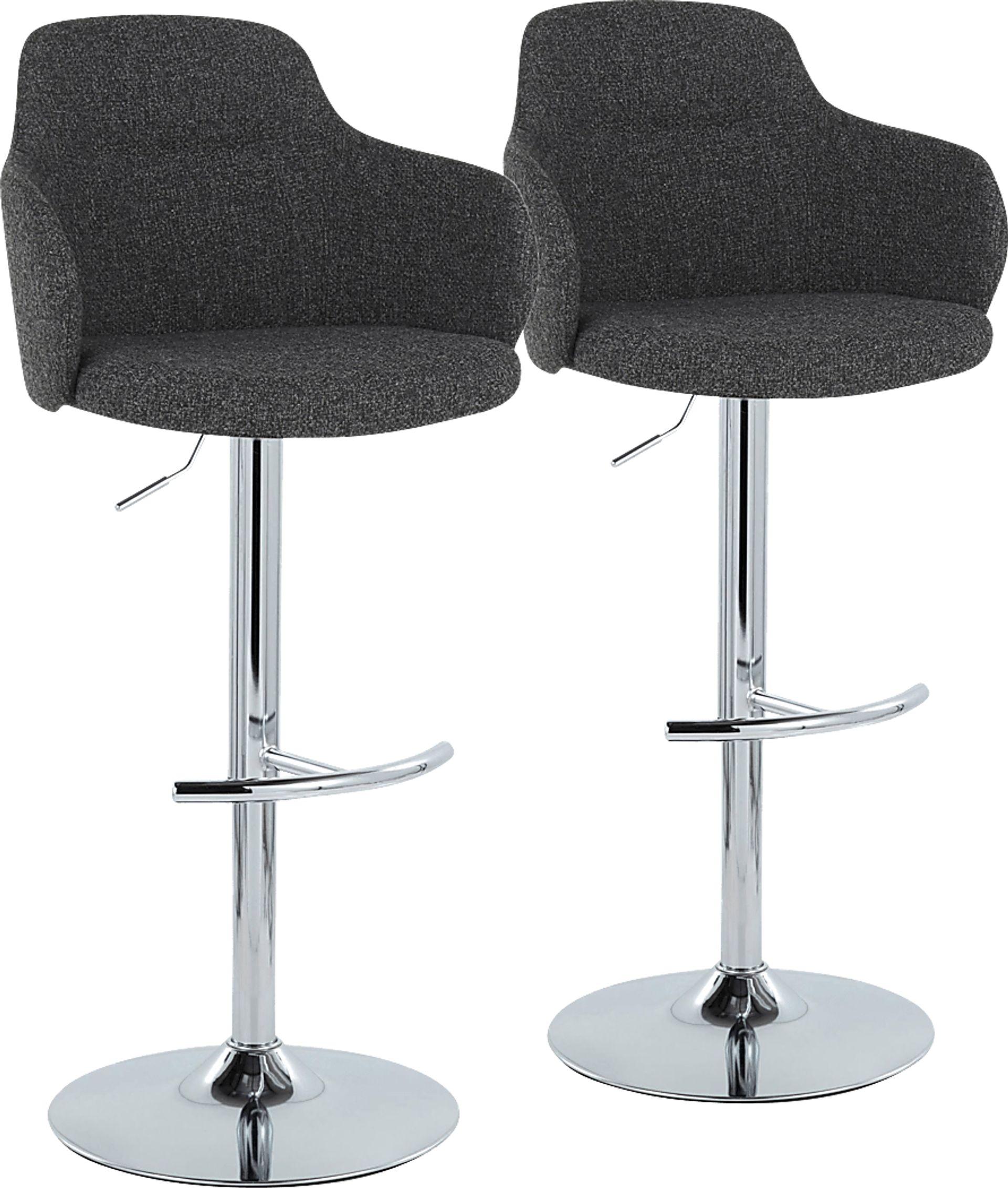 Vitadale IV Dark Gray Adjustable Swivel Barstool, Set of 2 - Image 1