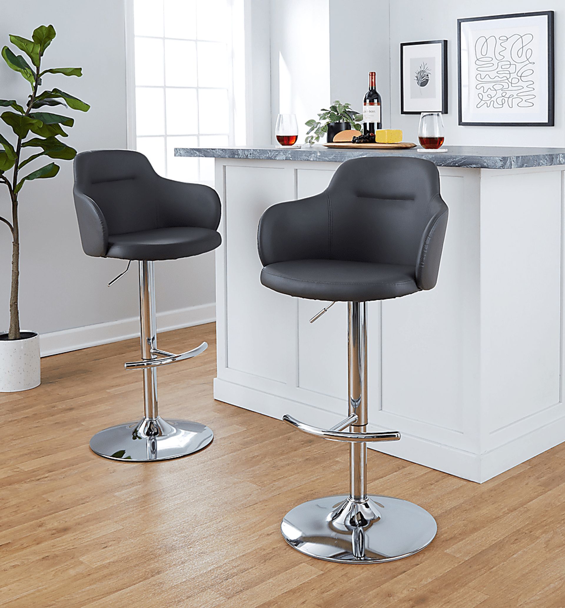 Vitadale IV Gray Adjustable Swivel Barstool, Set of 2 - Image 2