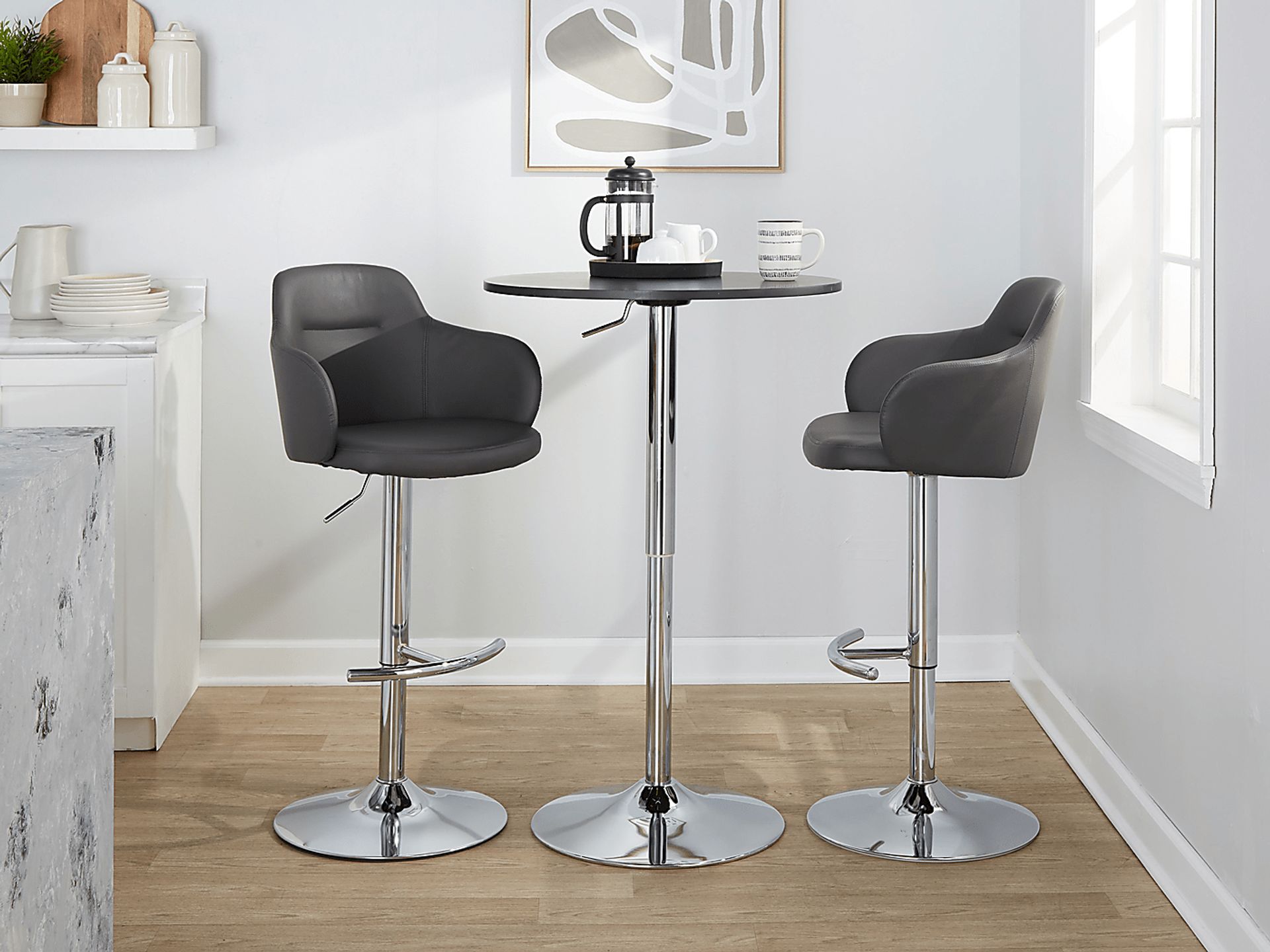 Vitadale IV Gray Adjustable Swivel Barstool, Set of 2 - Image 9