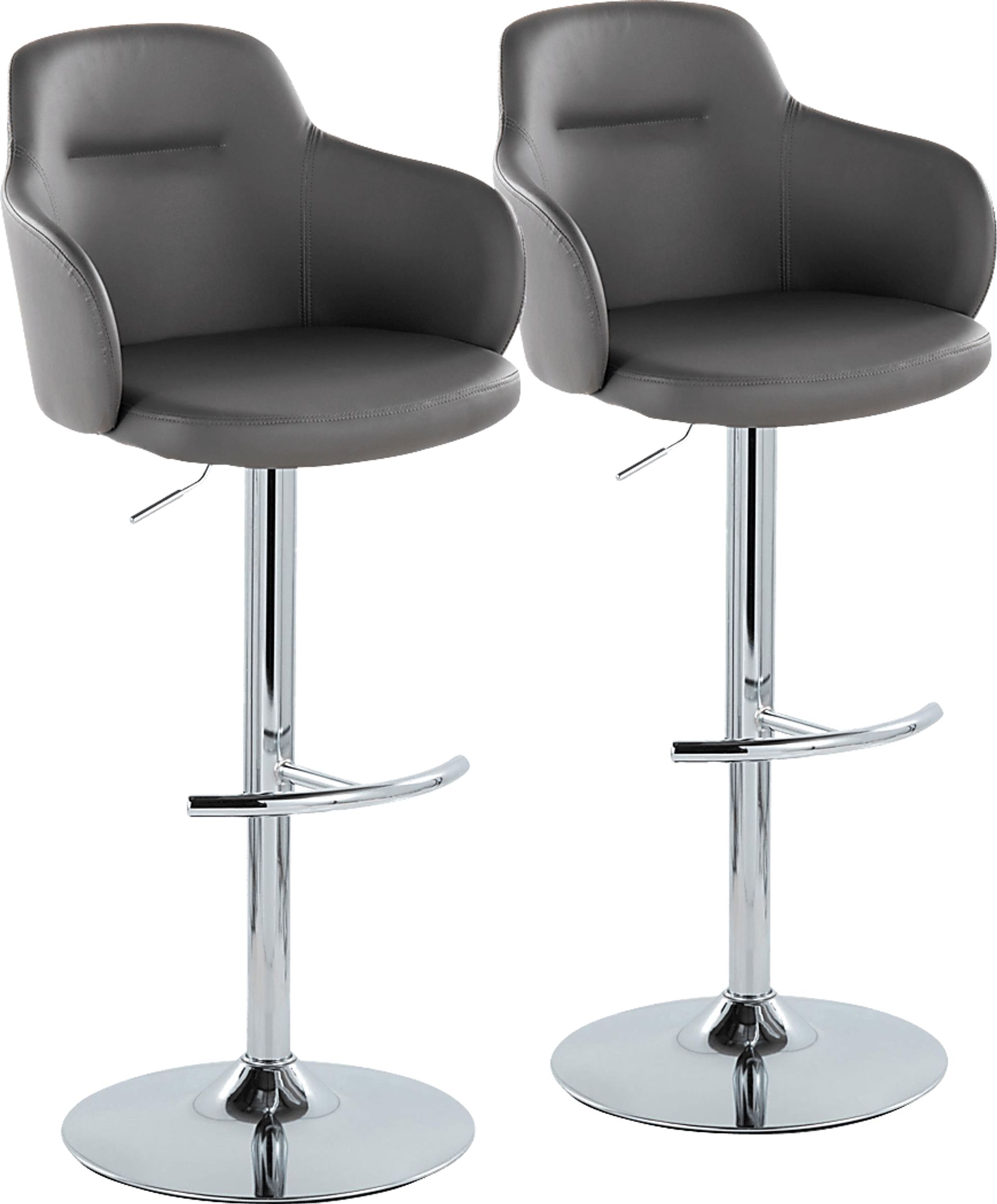 Vitadale IV Gray Adjustable Swivel Barstool, Set of 2 - Image 1