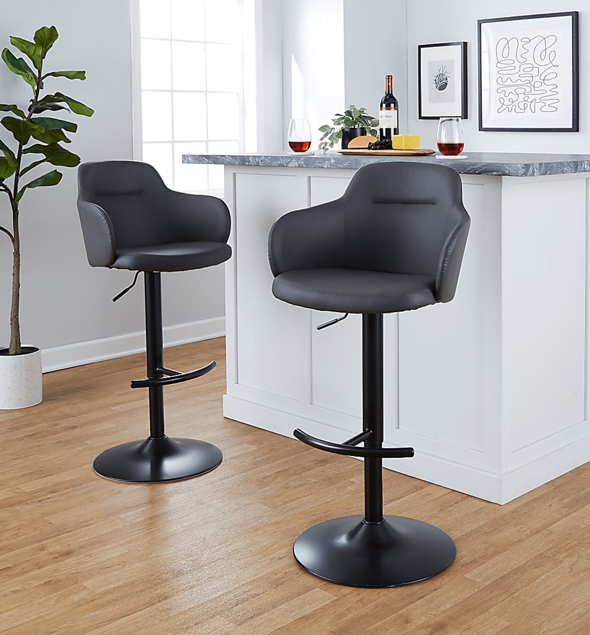 Vitadale VI Gray Adjustable Swivel Barstool, Set of 2 - Image 2