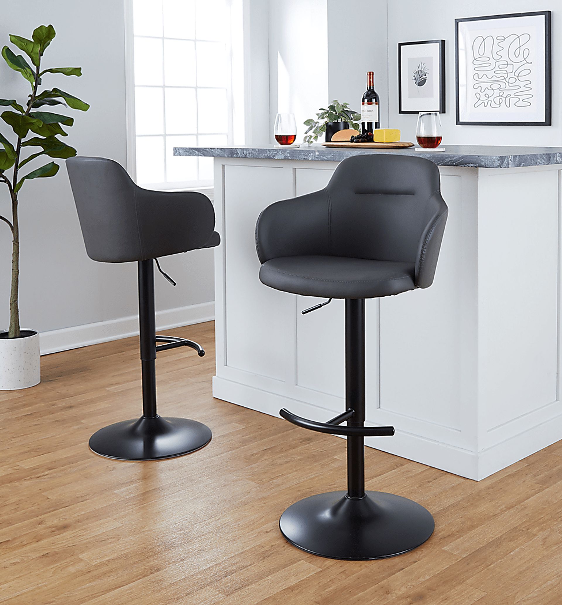 Vitadale VI Gray Adjustable Swivel Barstool, Set of 2 - Image 8