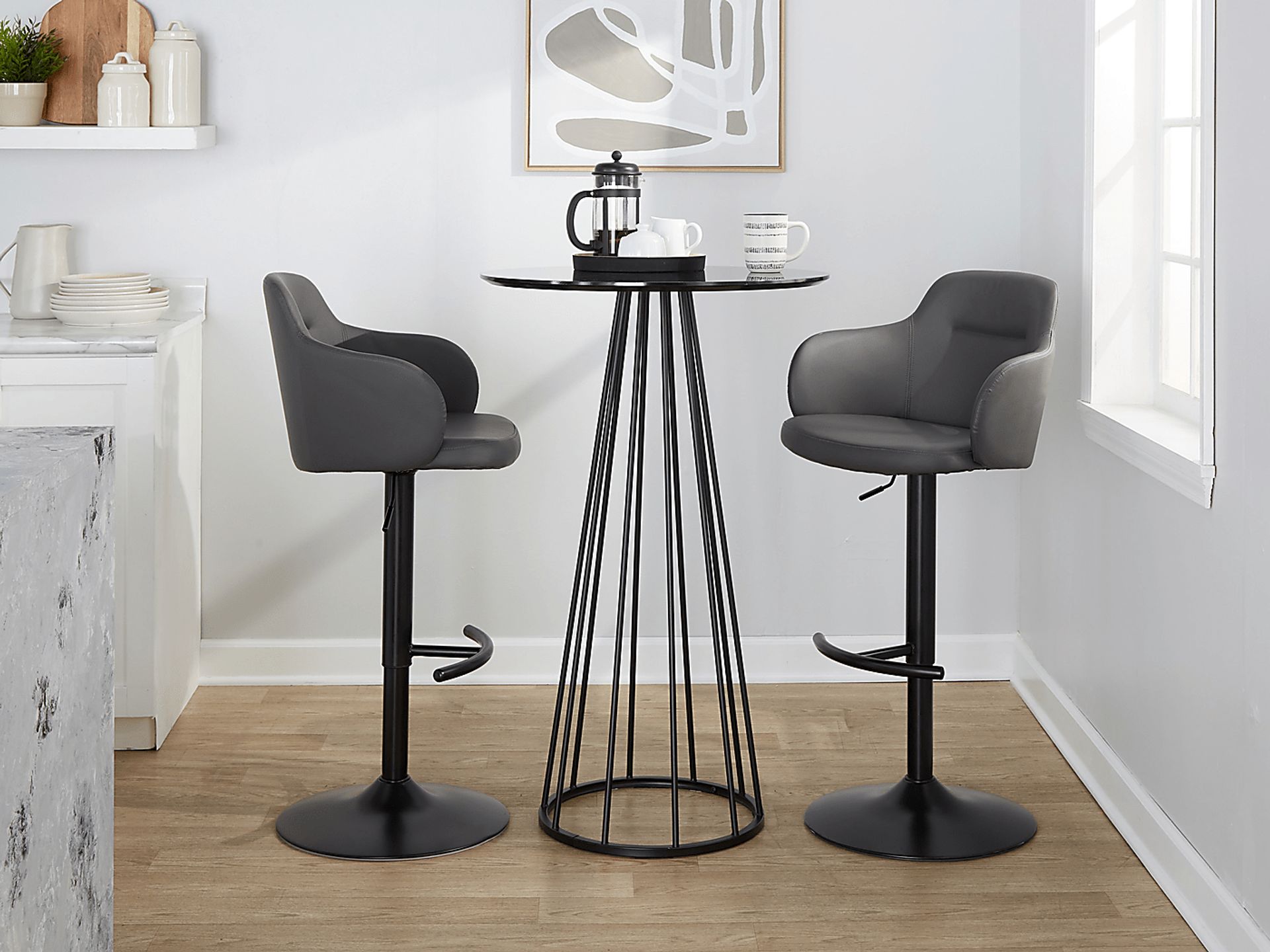 Vitadale VI Gray Adjustable Swivel Barstool, Set of 2 - Image 9