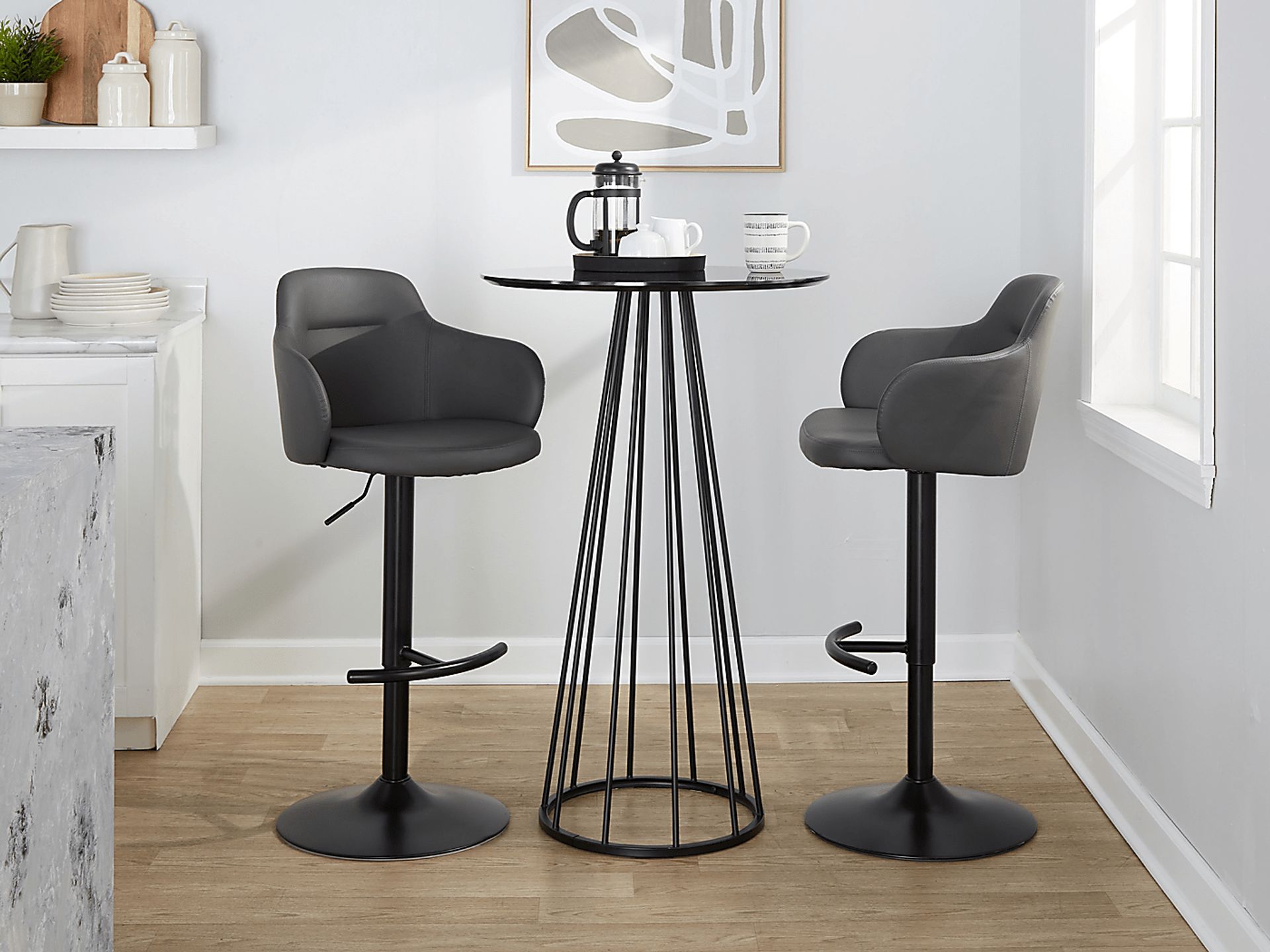 Vitadale VI Gray Adjustable Swivel Barstool, Set of 2 - Image 10