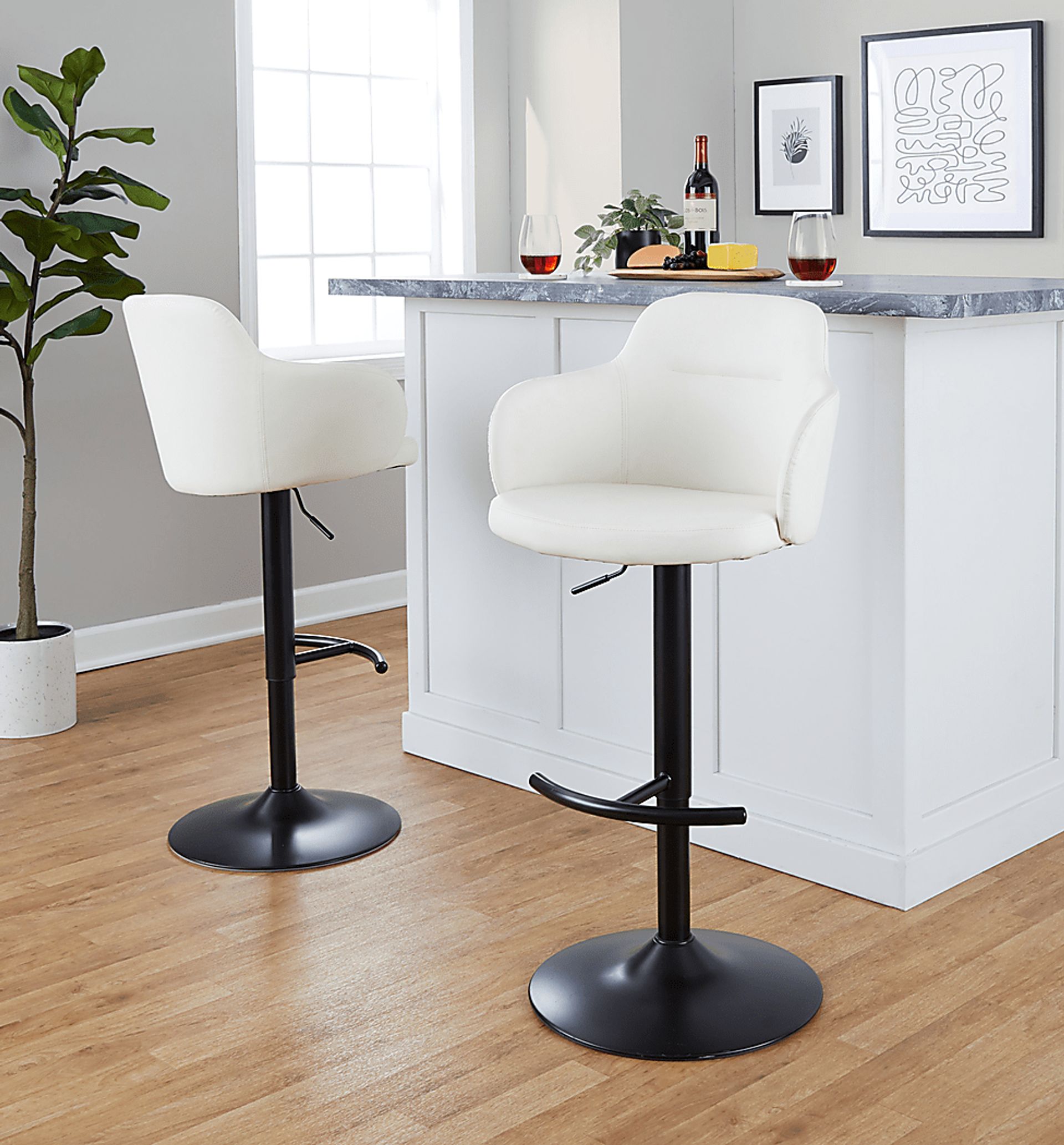 Vitadale VI White Adjustable Swivel Barstool, Set of 2 - Image 8