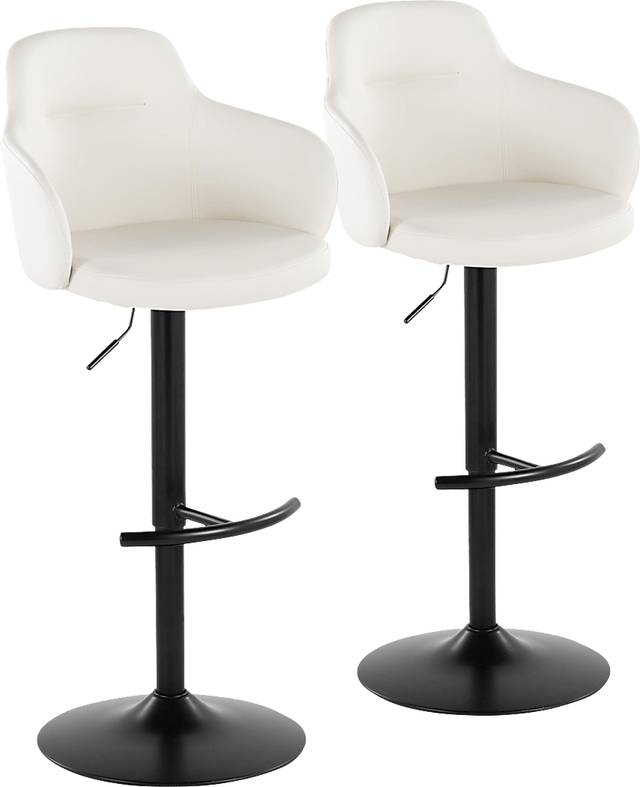 Vitadale VI White Adjustable Swivel Barstool, Set of 2 - Thumbnail - Image 1