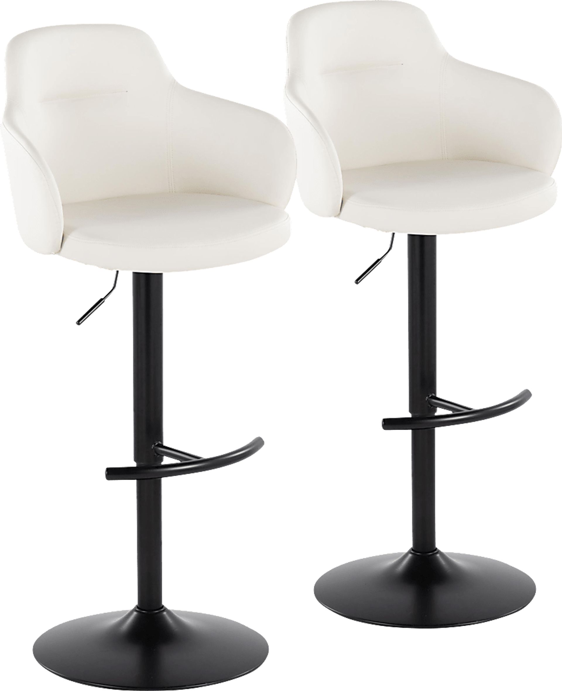Vitadale VI White Adjustable Swivel Barstool, Set of 2 - Image 1