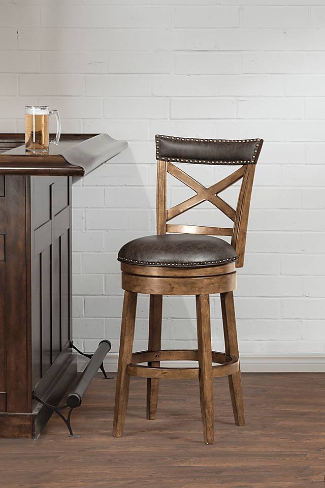 Vitellius Brown Swivel Counter Height Stool - Thumbnail - Image 2