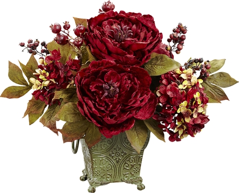 Vonie Red Hydrangea and Peony Silk Floral