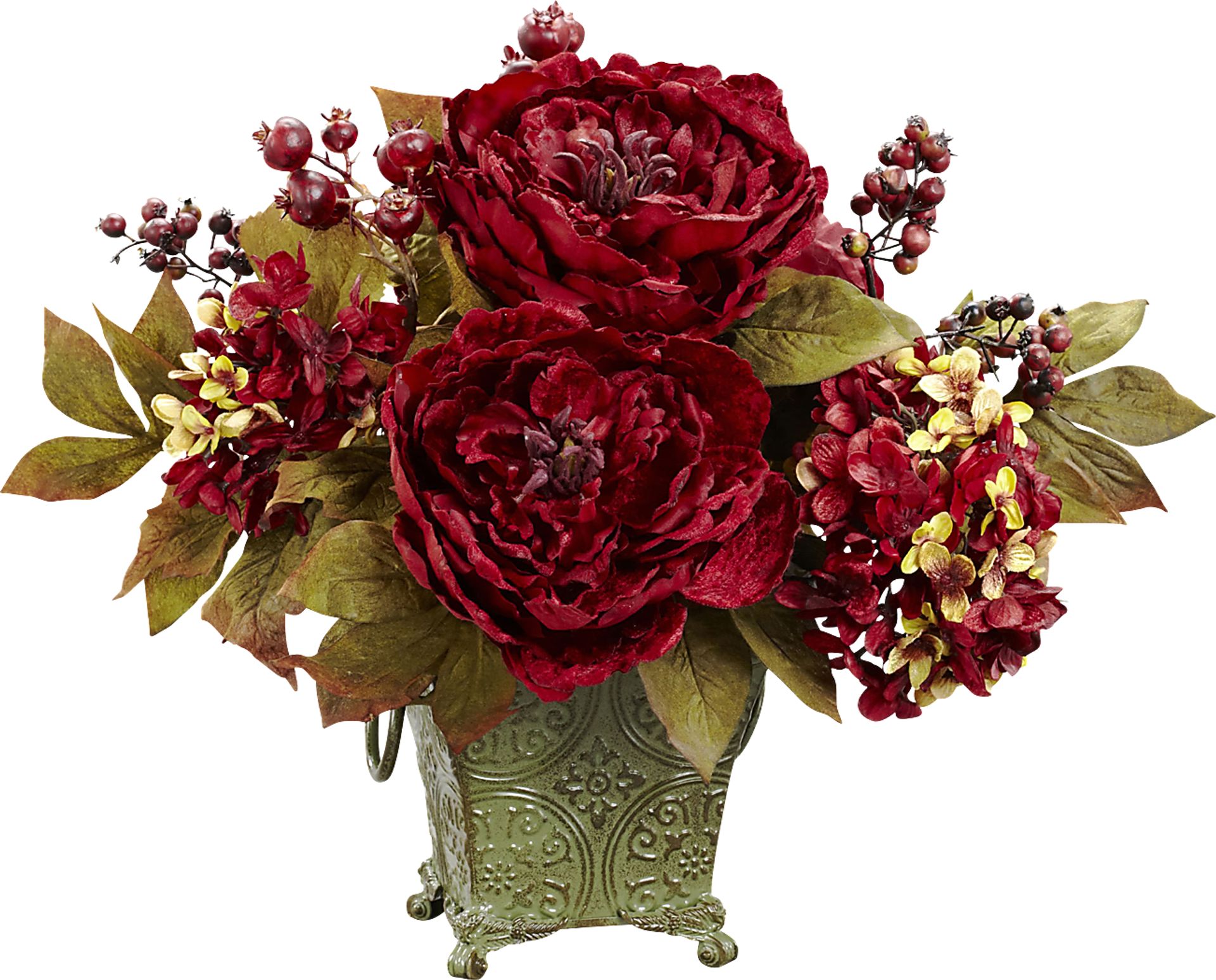 Vonie Red Hydrangea and Peony Silk Floral - Image 1