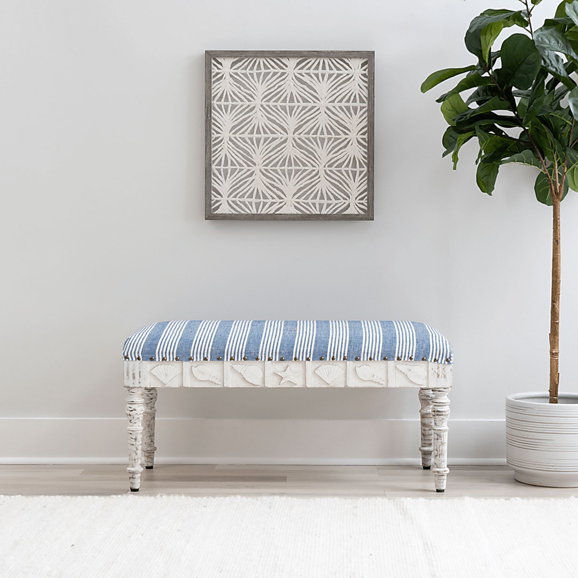 Vontue II White/Blue Bench - Image 3