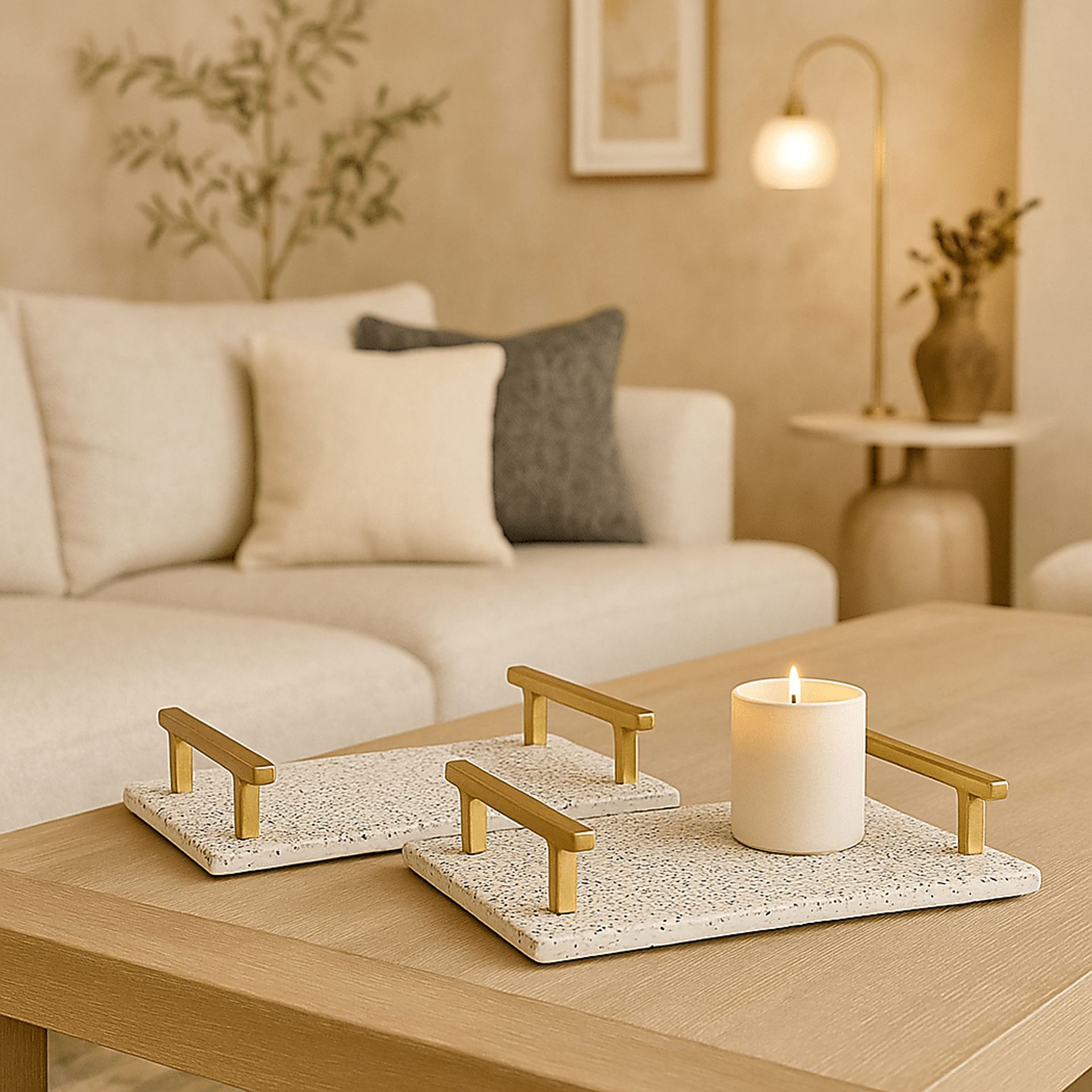 Vosno White Tray, Set of 2 - Image 2