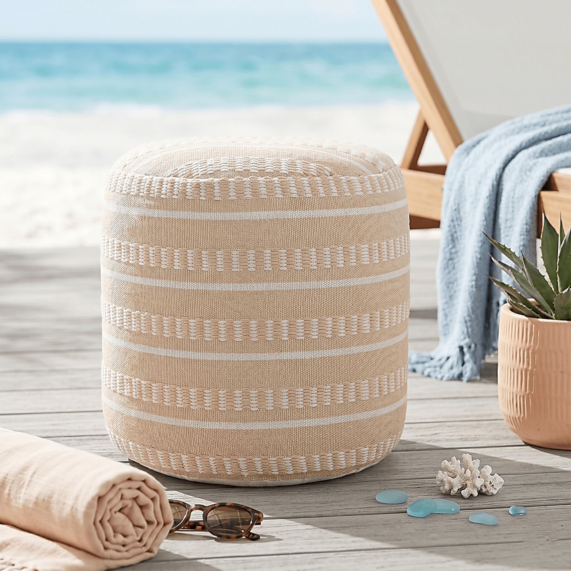 Votval Peach Indoor/Outdoor Pouf - Image 7