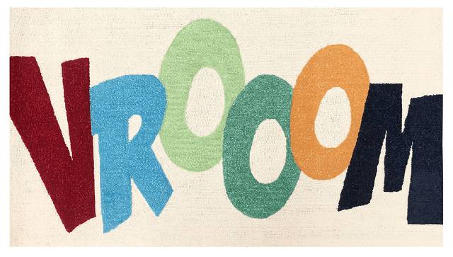 Vroomming Cream 3' x 5' Rug - Thumbnail - Image 1