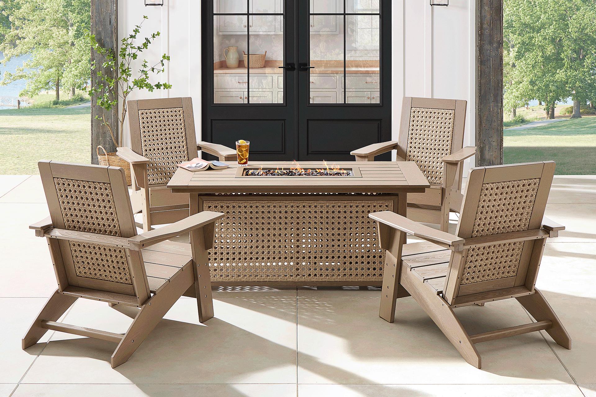 Wakefield Brown 5 pc Fire Pit Seating Set