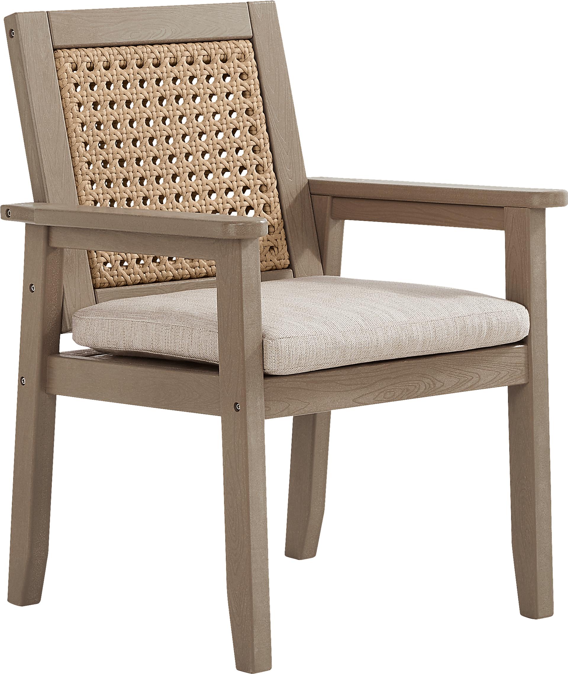 Wakefield Brown Outdoor Arm Chair with Oat Cushions
