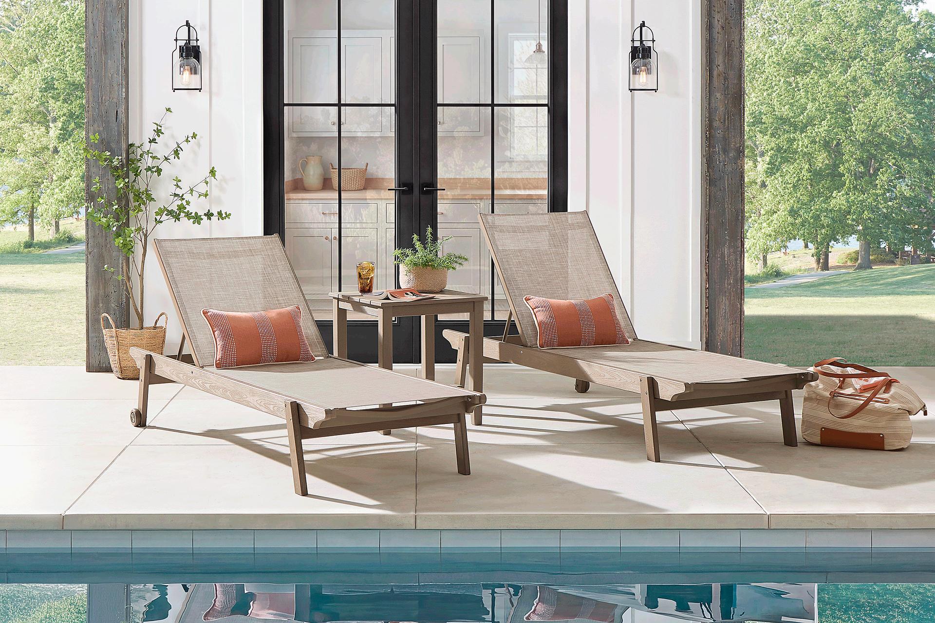 Wakefield Brown Outdoor Chaise, Set of Two