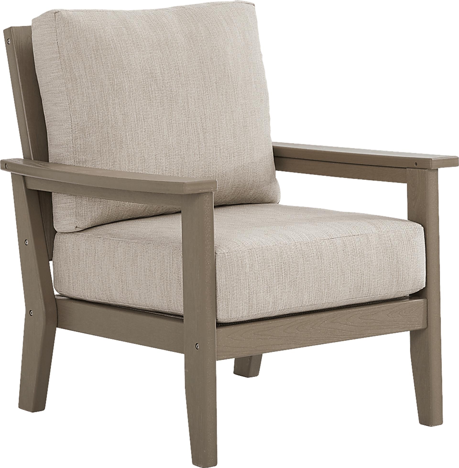 Wakefield Brown Outdoor Club Chair with Oat Cushions