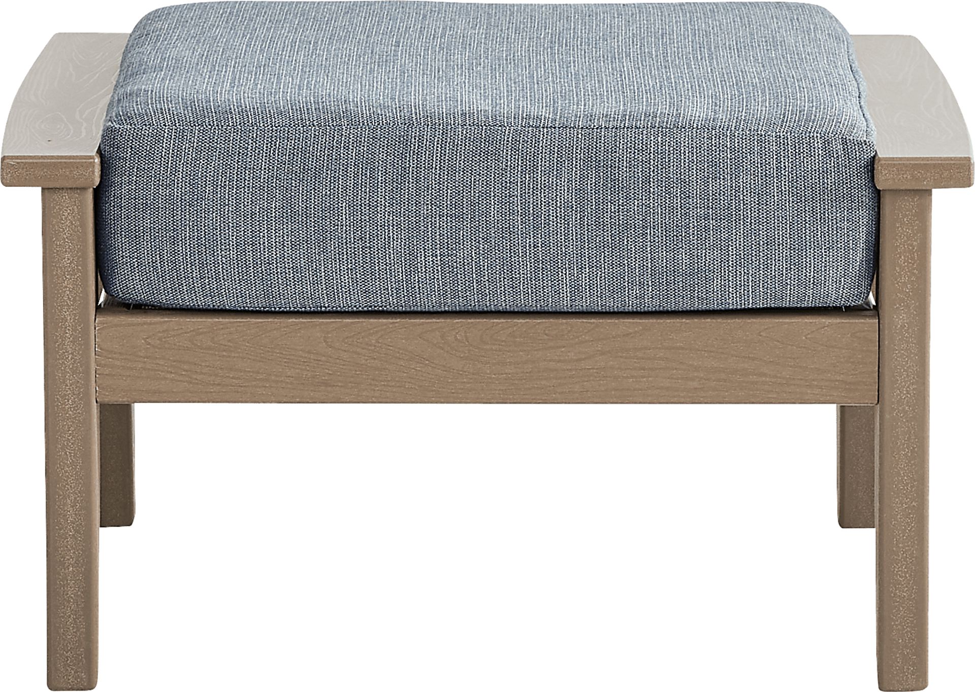 Wakefield Brown Outdoor Ottoman with Denim Cushion - Image 2