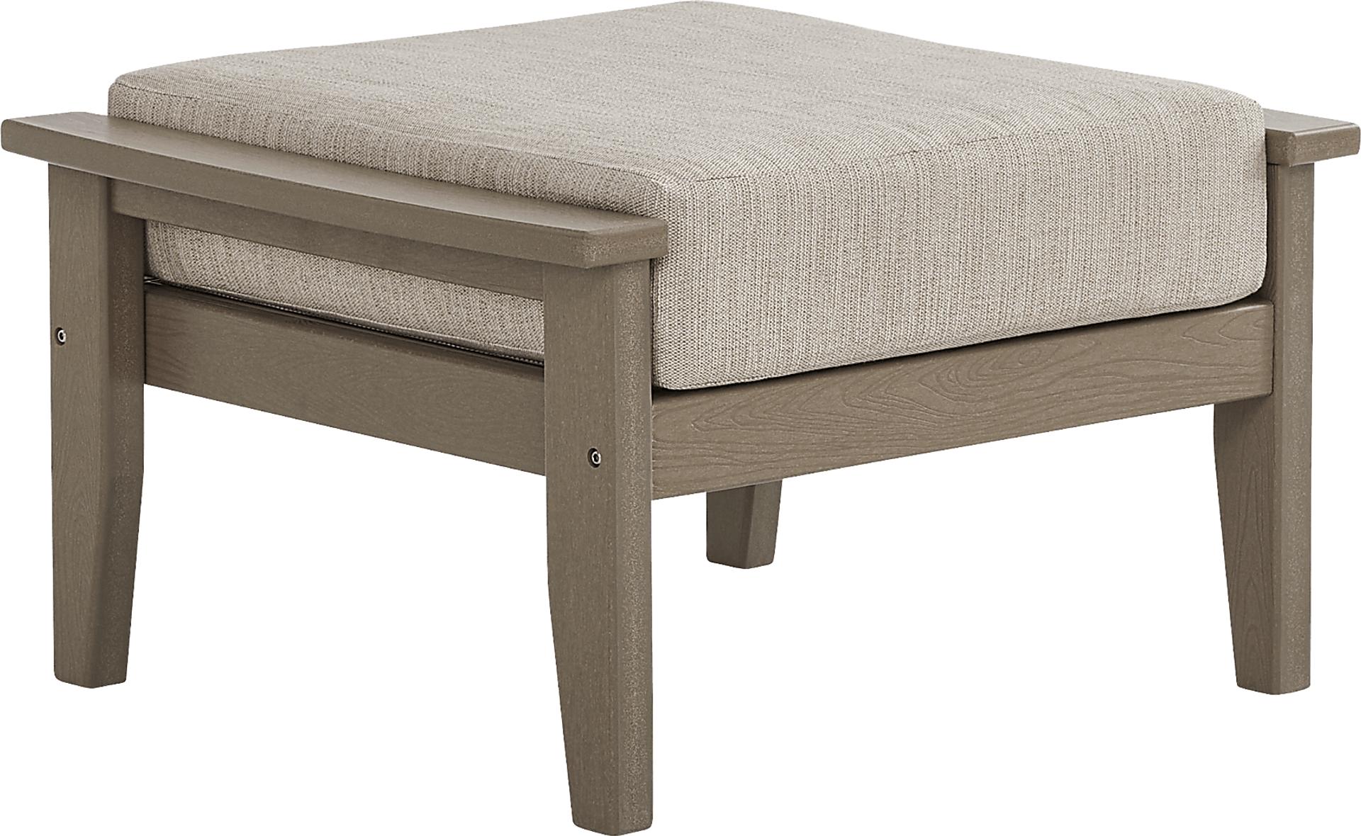 Wakefield Brown Outdoor Ottoman with Oat Cushion