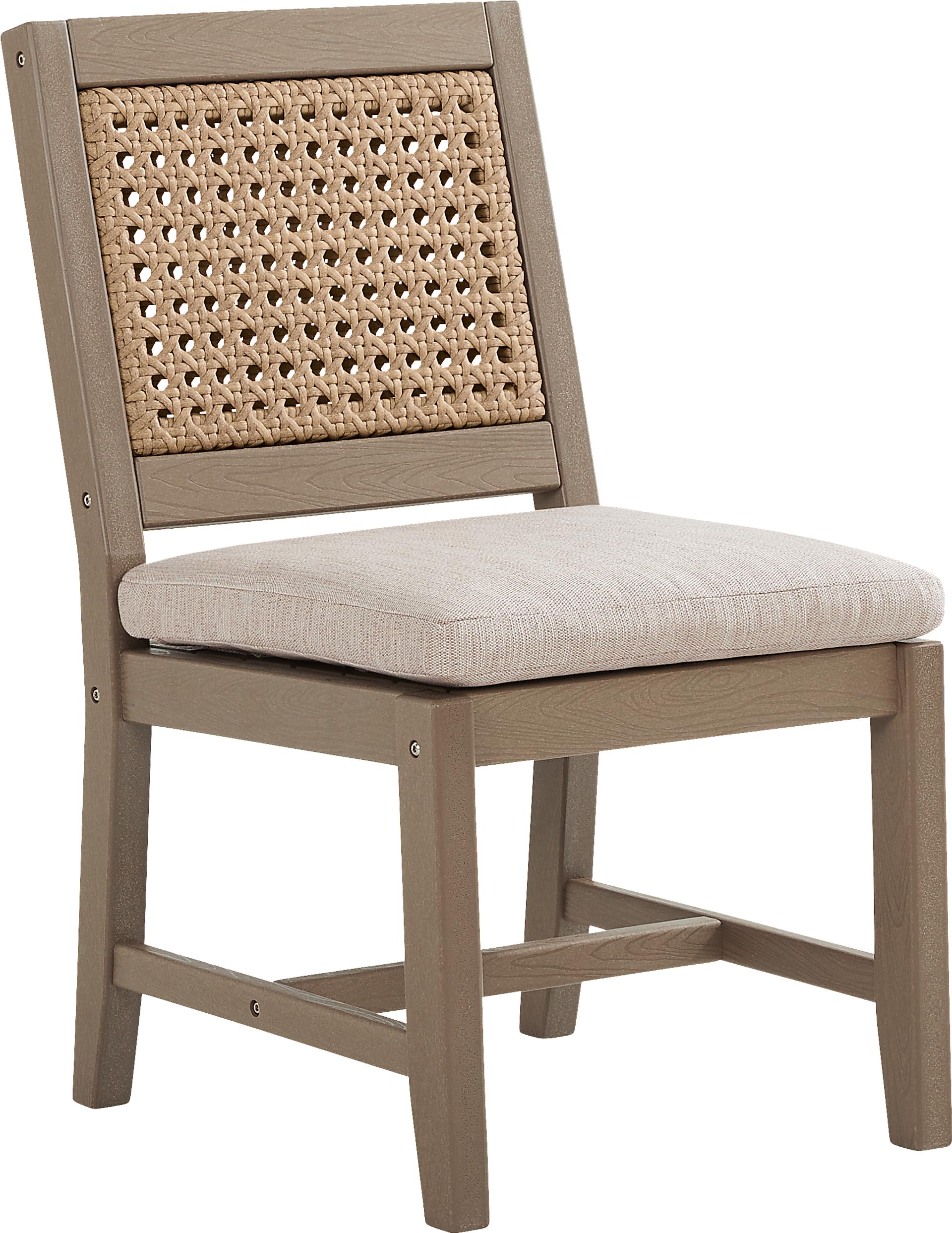 Wakefield Brown Outdoor Side Chair with Oat Cushions