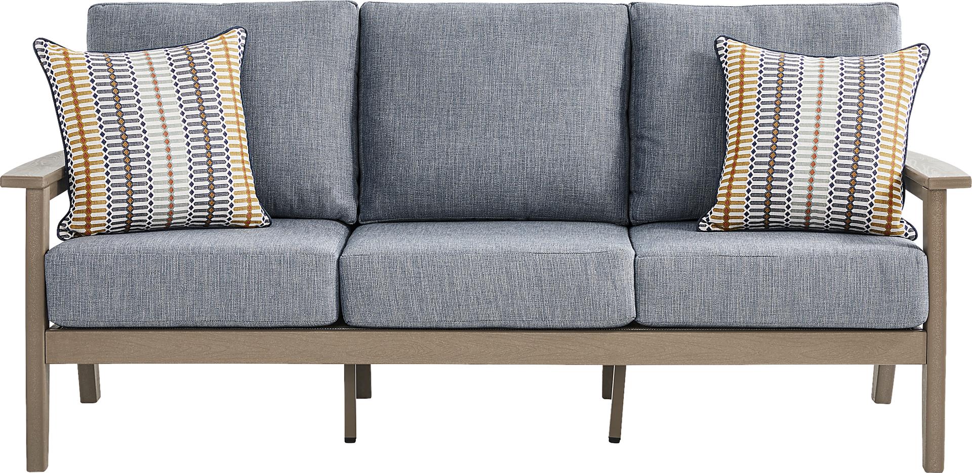 Wakefield Brown Outdoor Sofa with Denim Cushions
