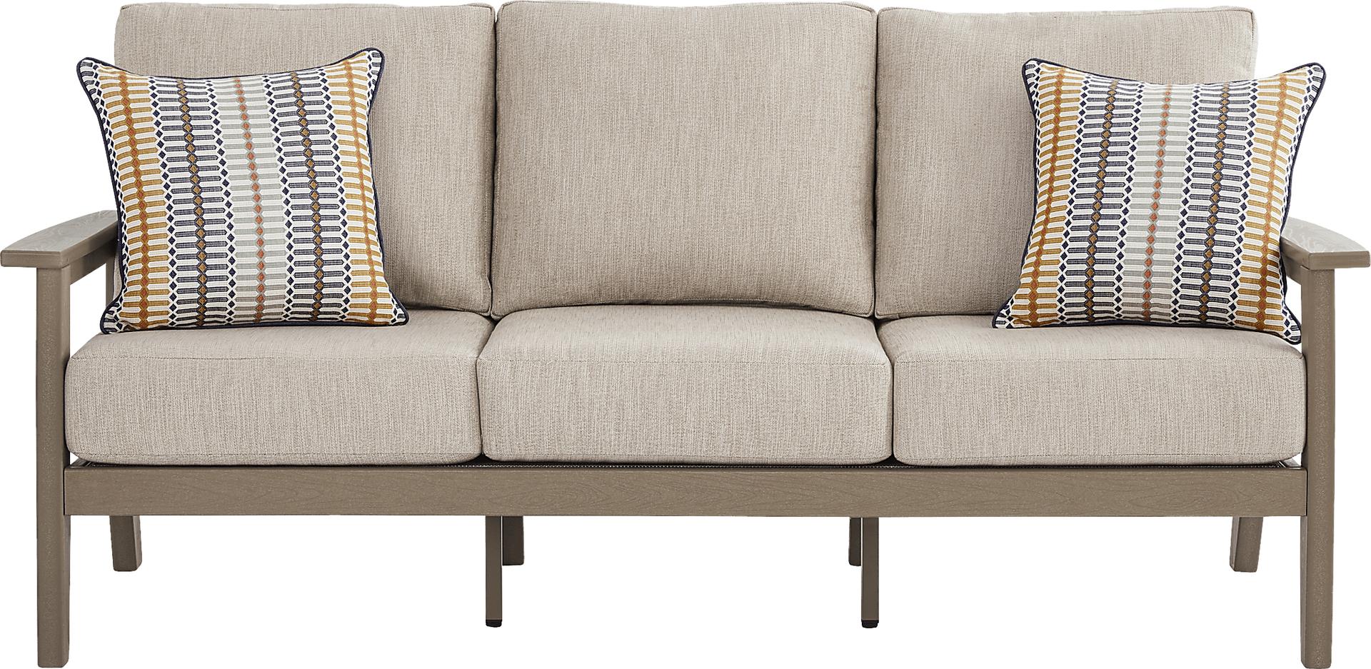 Wakefield Brown Outdoor Sofa with Oat Cushions