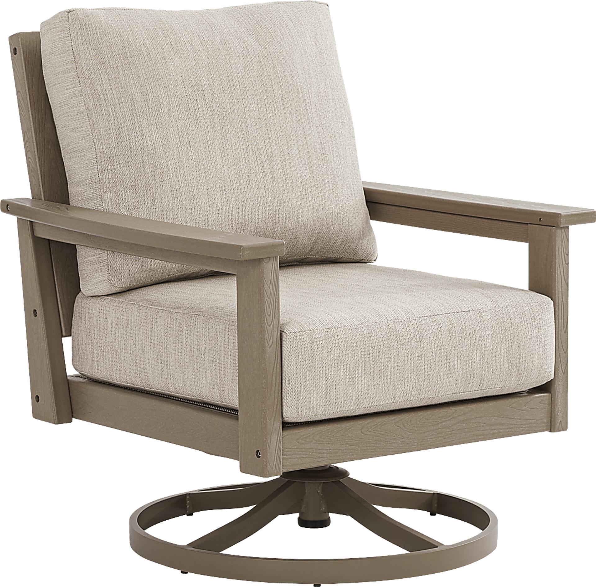 Wakefield Brown Outdoor Swivel Chair with Oat Cushions