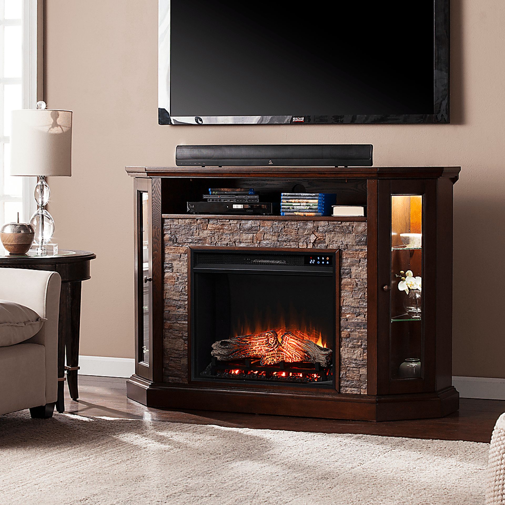 Wakerobin IV Espresso 52 in. Console With Touch Panel Electric Fireplace - Image 3