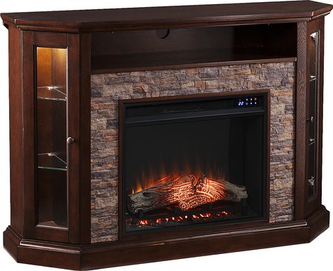 Wakerobin II Espresso 52 in. Console With Touch Panel Electric Fireplace