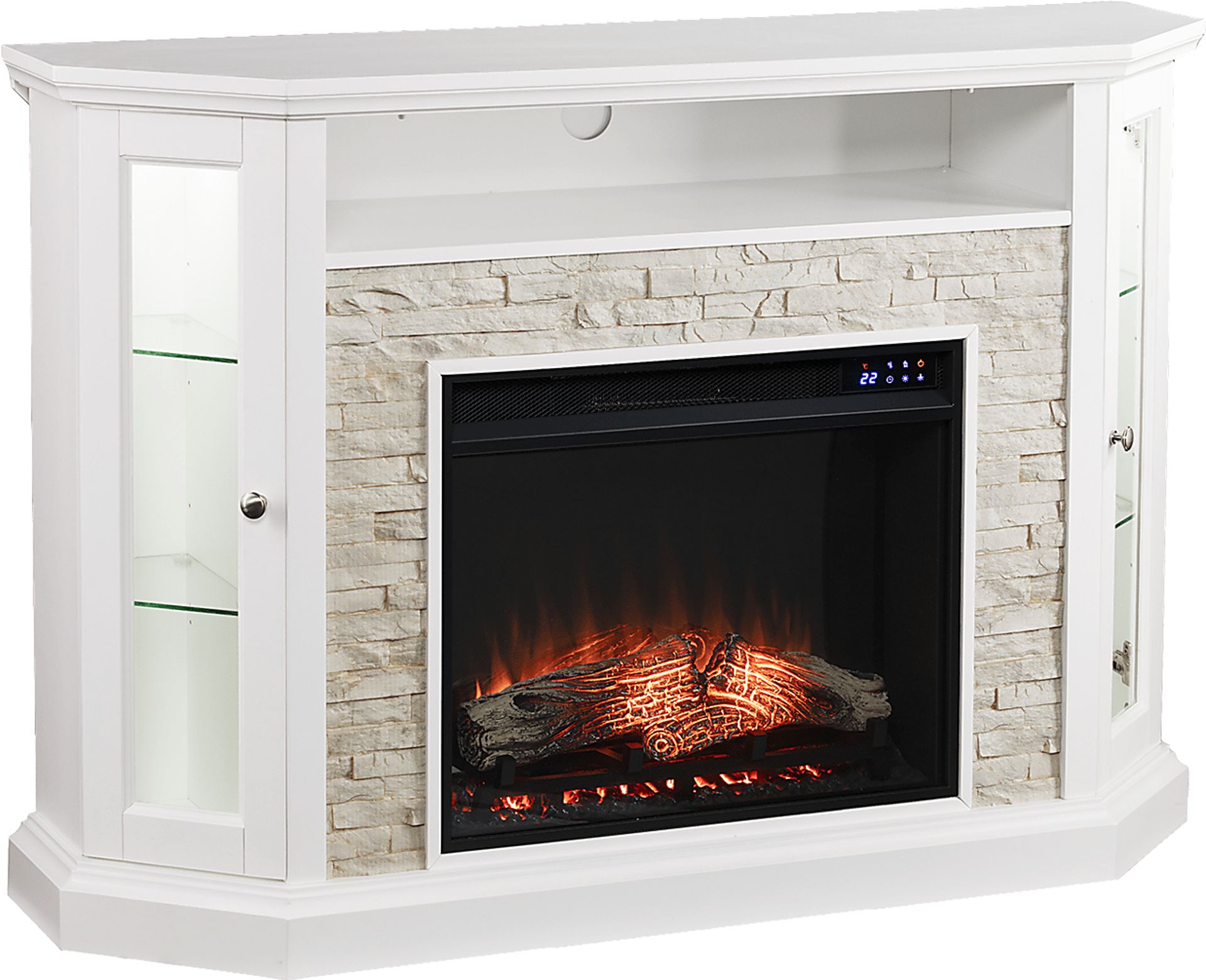 Wakerobin IV White 52 in. Console With Touch Panel Electric Fireplace - Image 1