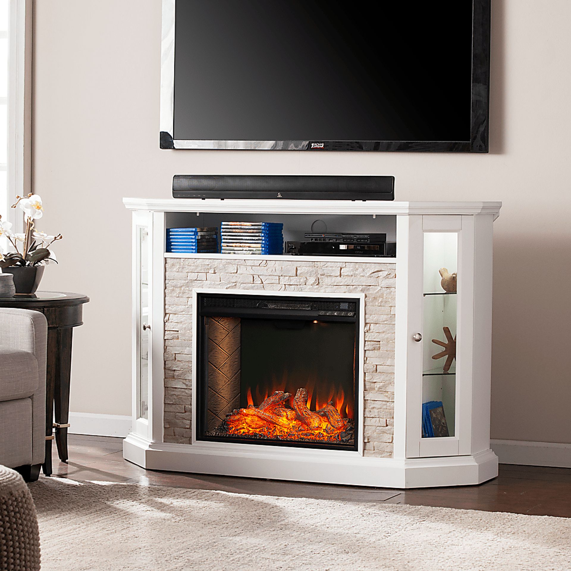 Wakerobin III White 52 in. Console With Smart Electric Fireplace - Image 6