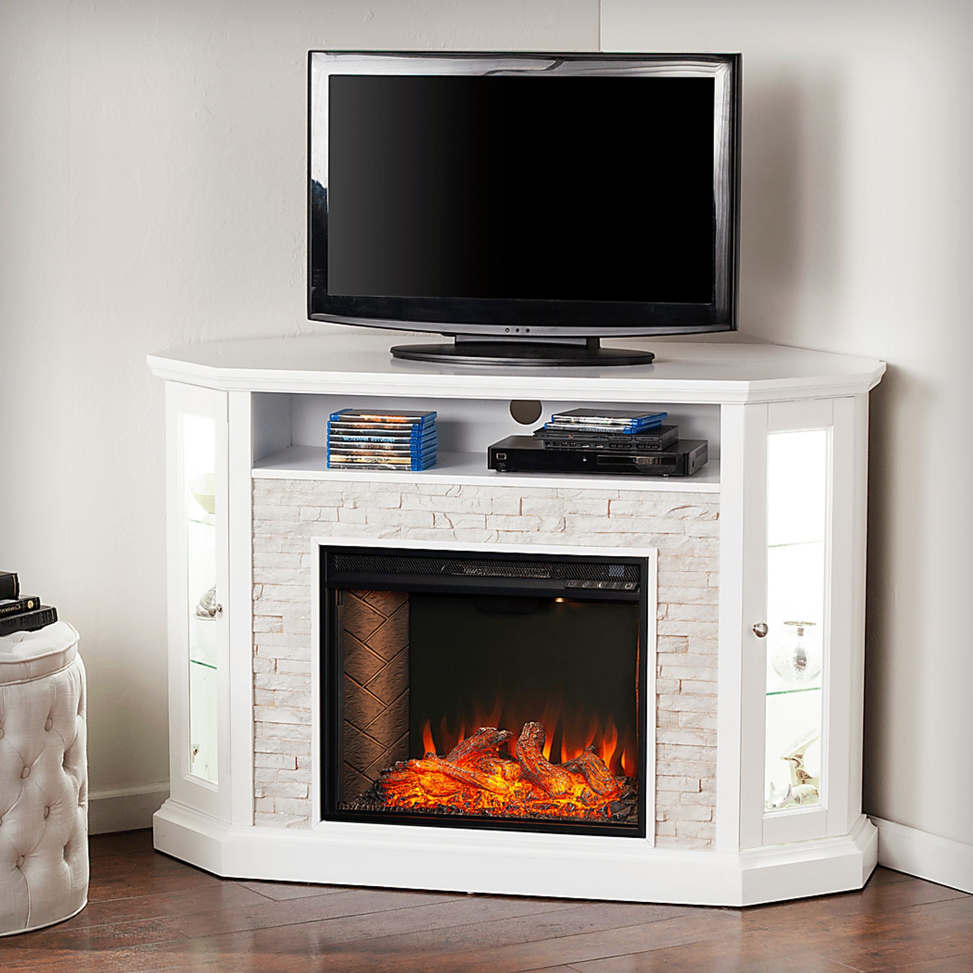 Wakerobin III White 52 in. Console With Smart Electric Fireplace - Image 7