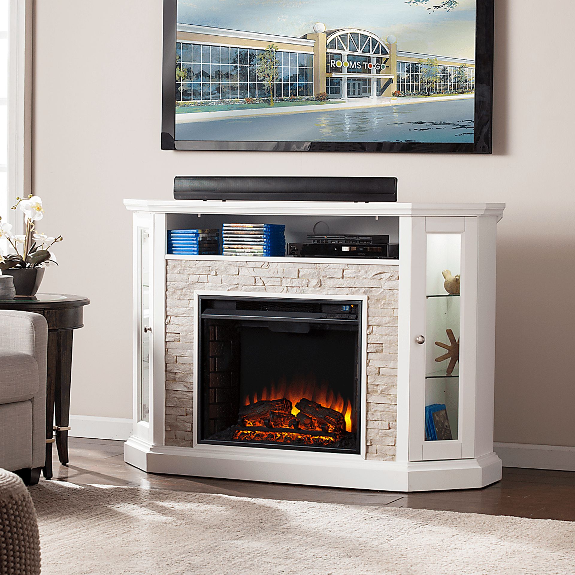 Wakerobin II White 52 in. Console with Electric Fireplace - Image 5