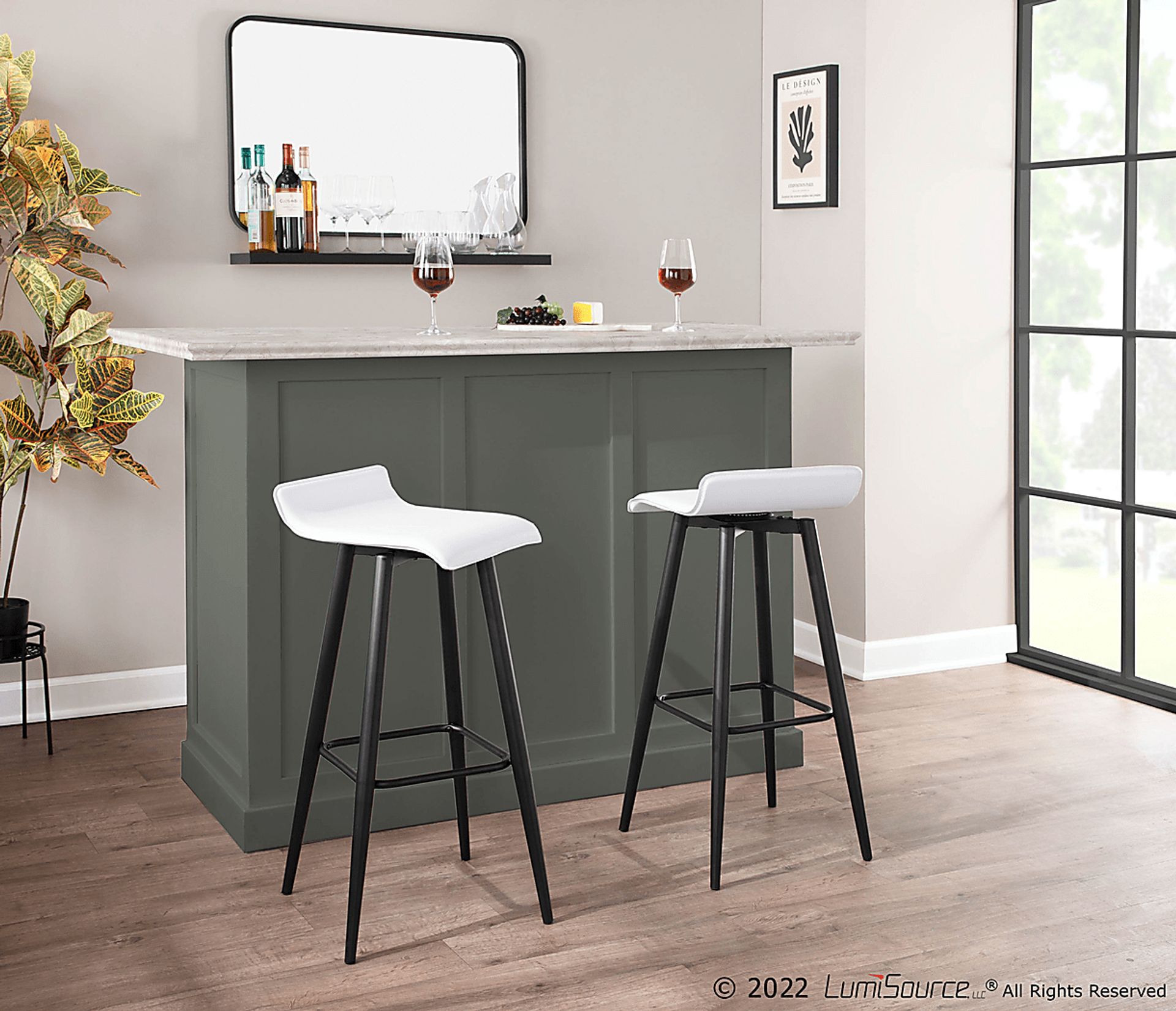 Walhill White Barstool, Set of 2 - Image 8