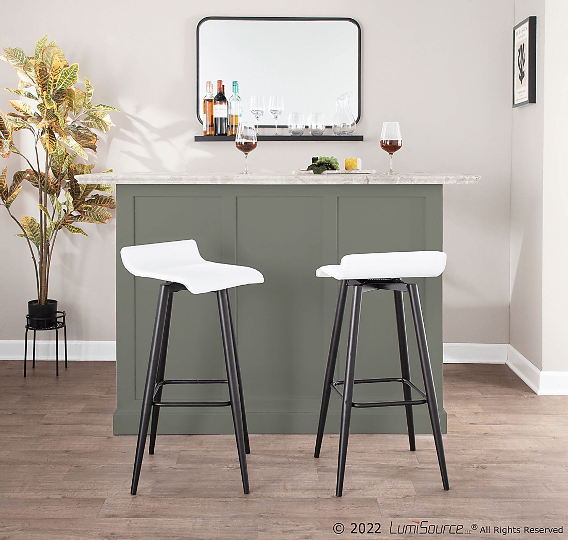 Walhill White Barstool, Set of 2 - Image 9