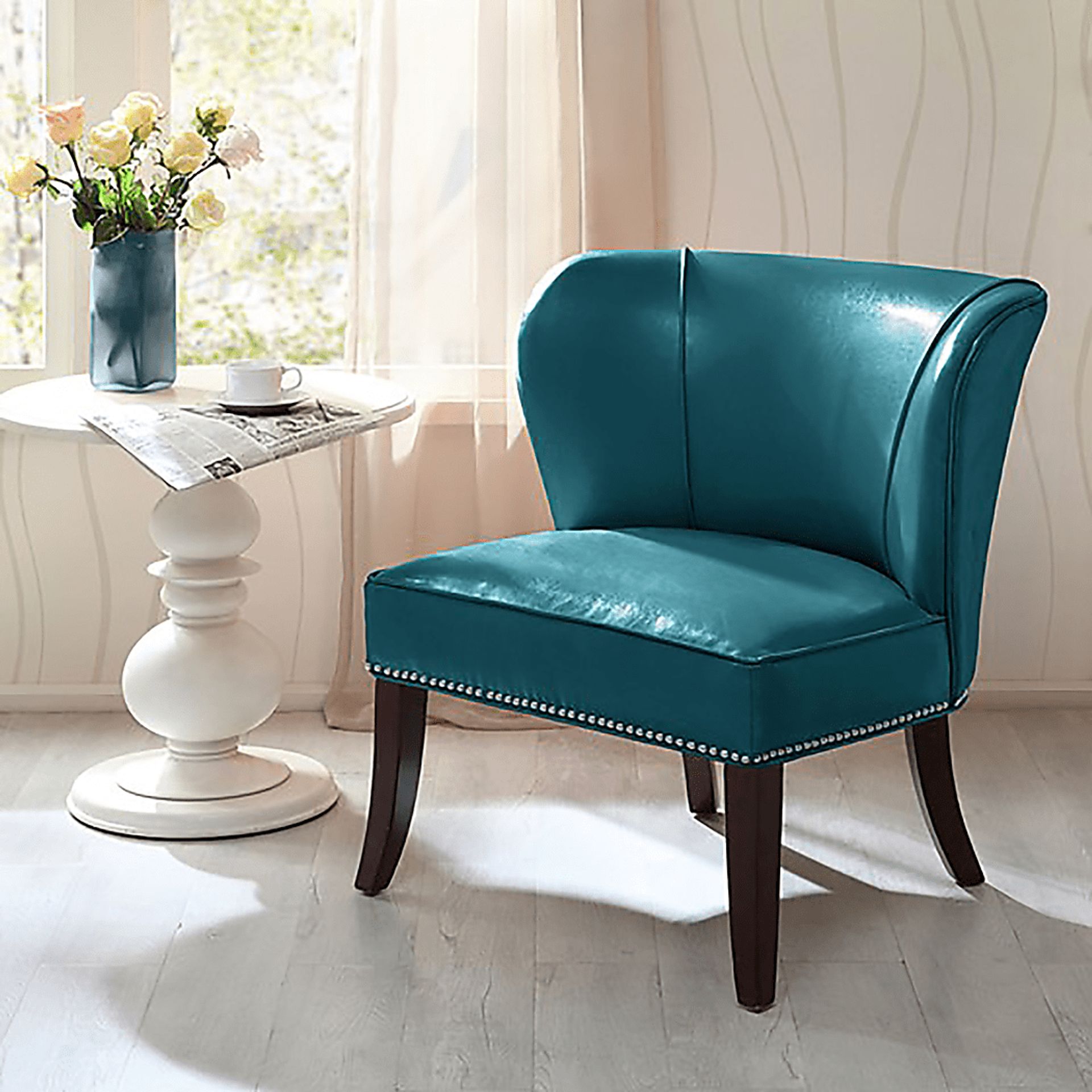 Wallach Blue Armless Accent Chair - Image 2