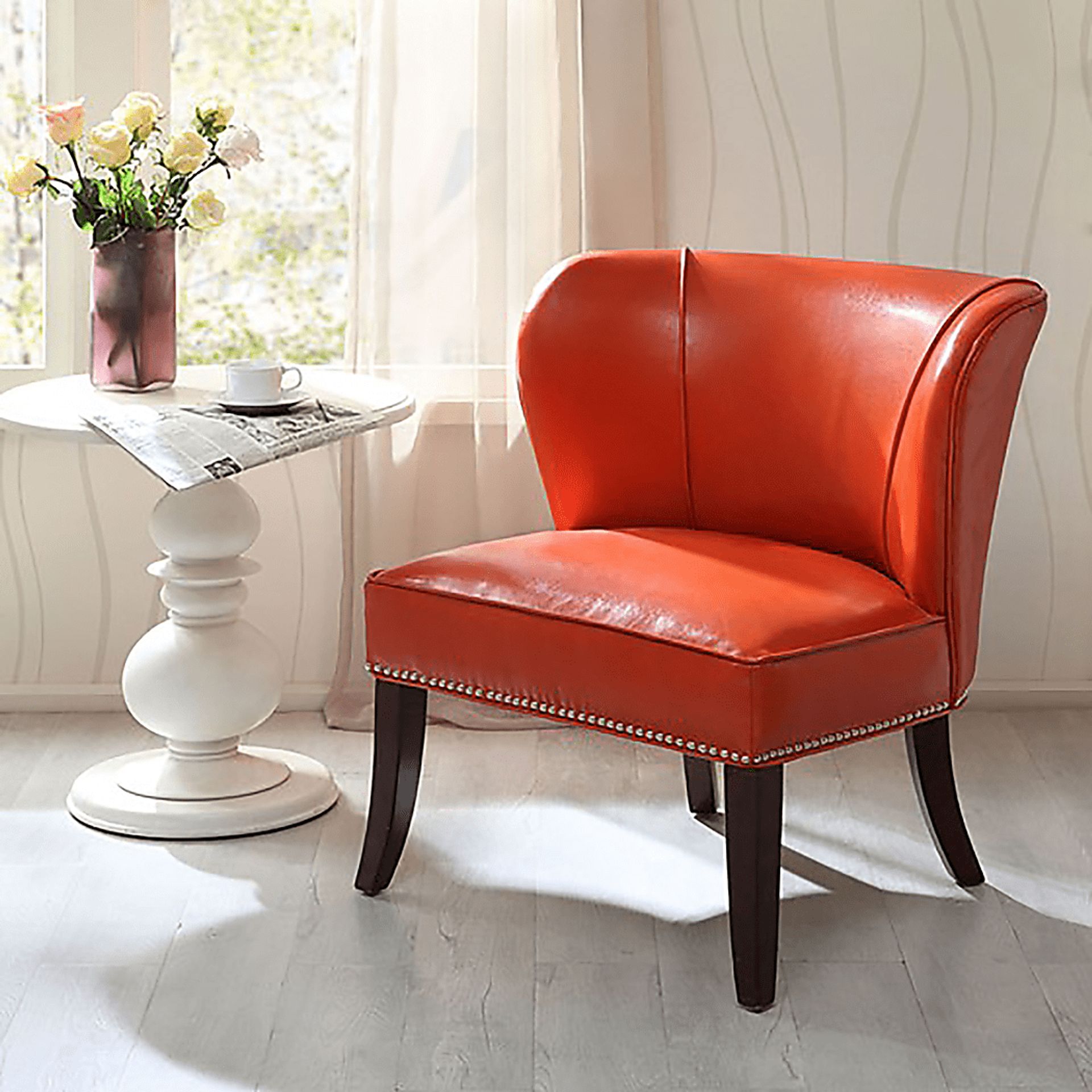 Wallach Orange Armless Accent Chair - Image 2