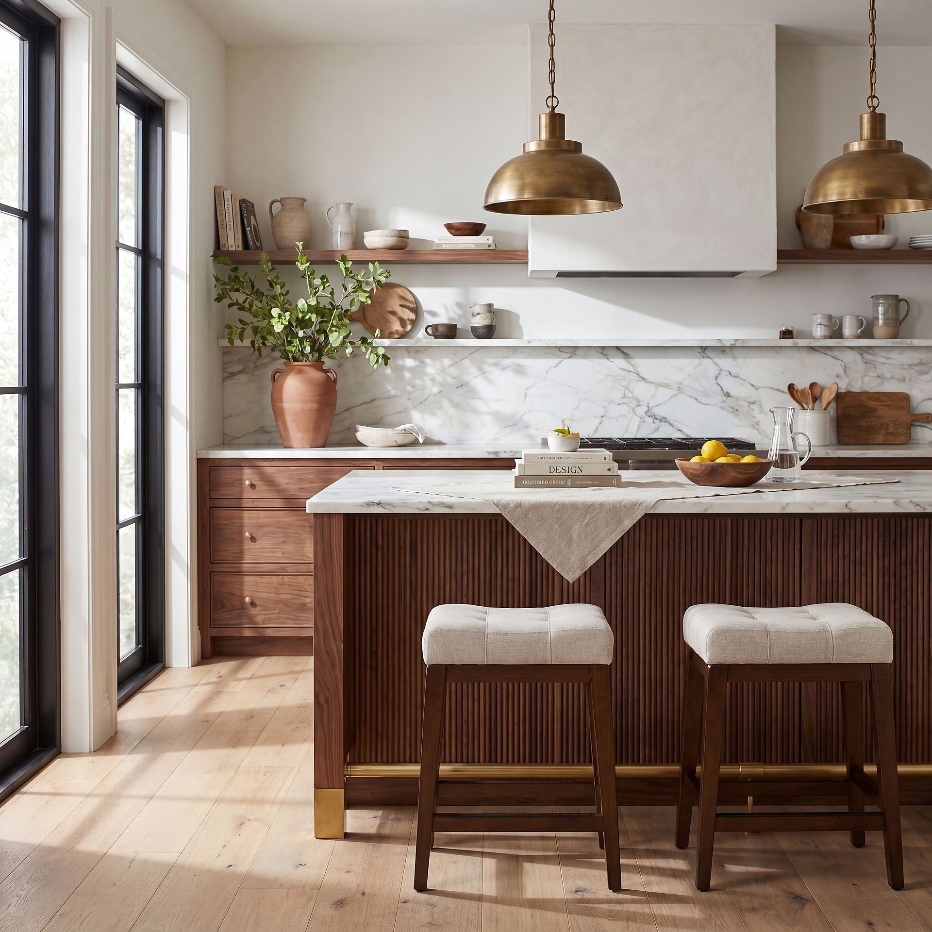 Walstead Place Brown 6 Pc Counter Height Dining Room with Beige Bench and Kyoto Stools - Image 10
