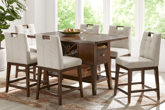 Walstead Place Brown 5 Pc Counter Height Dining Room with Beige Barstools