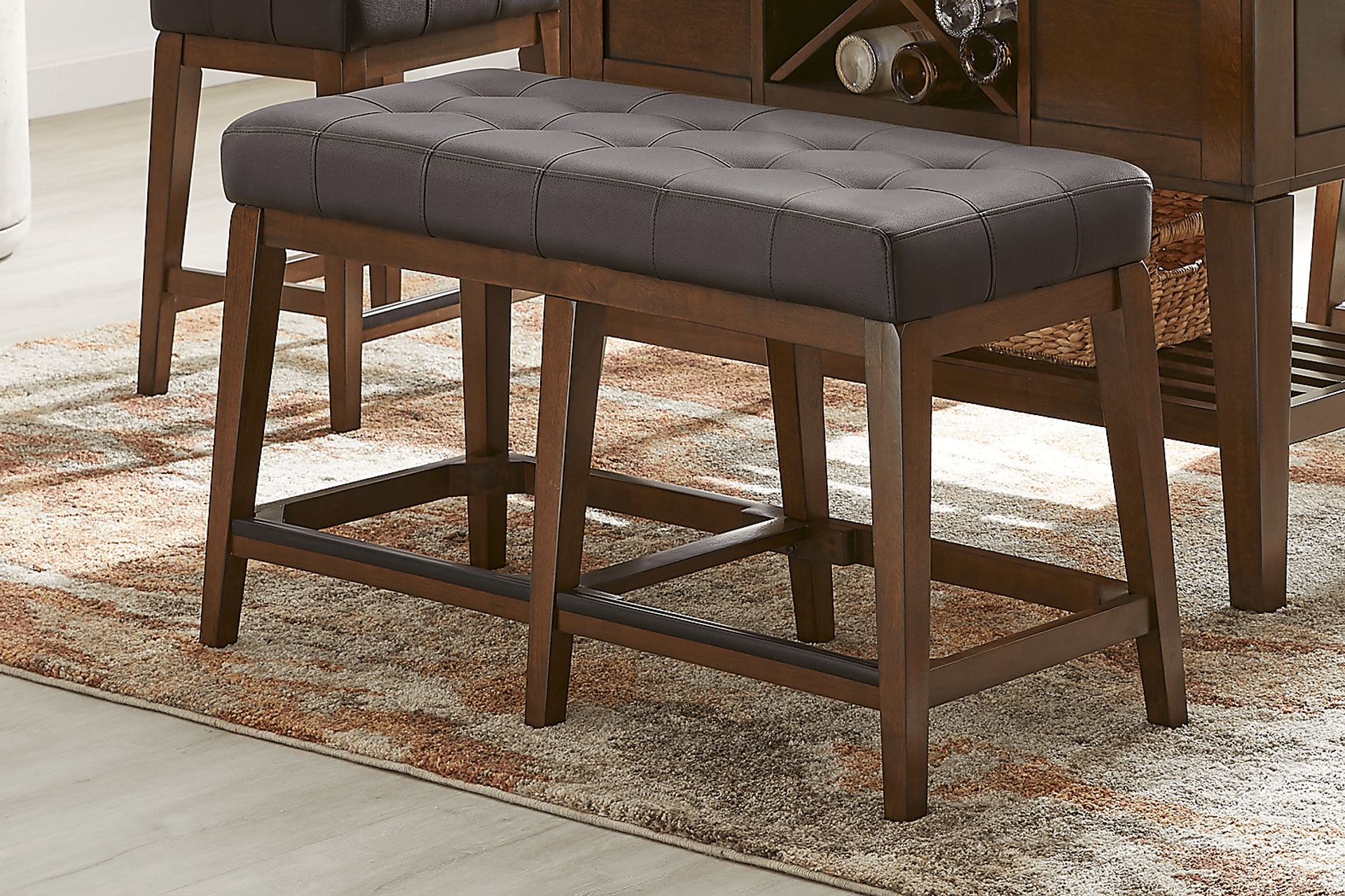 Walstead Place Brown Upholstered Counter Height Bench - Image 3