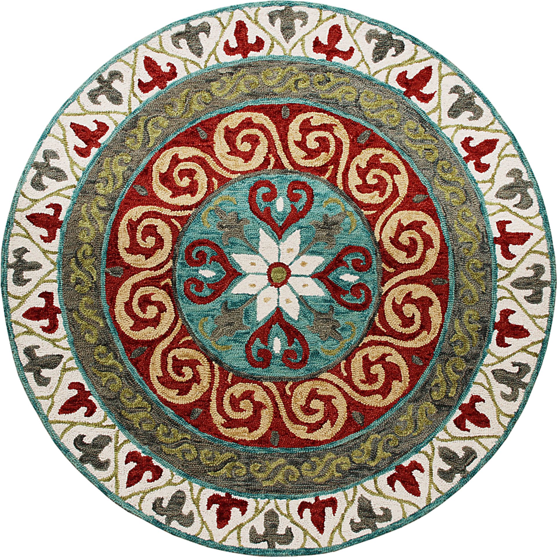 Waltois Ivory/Red 5' Round Rug - Image 1