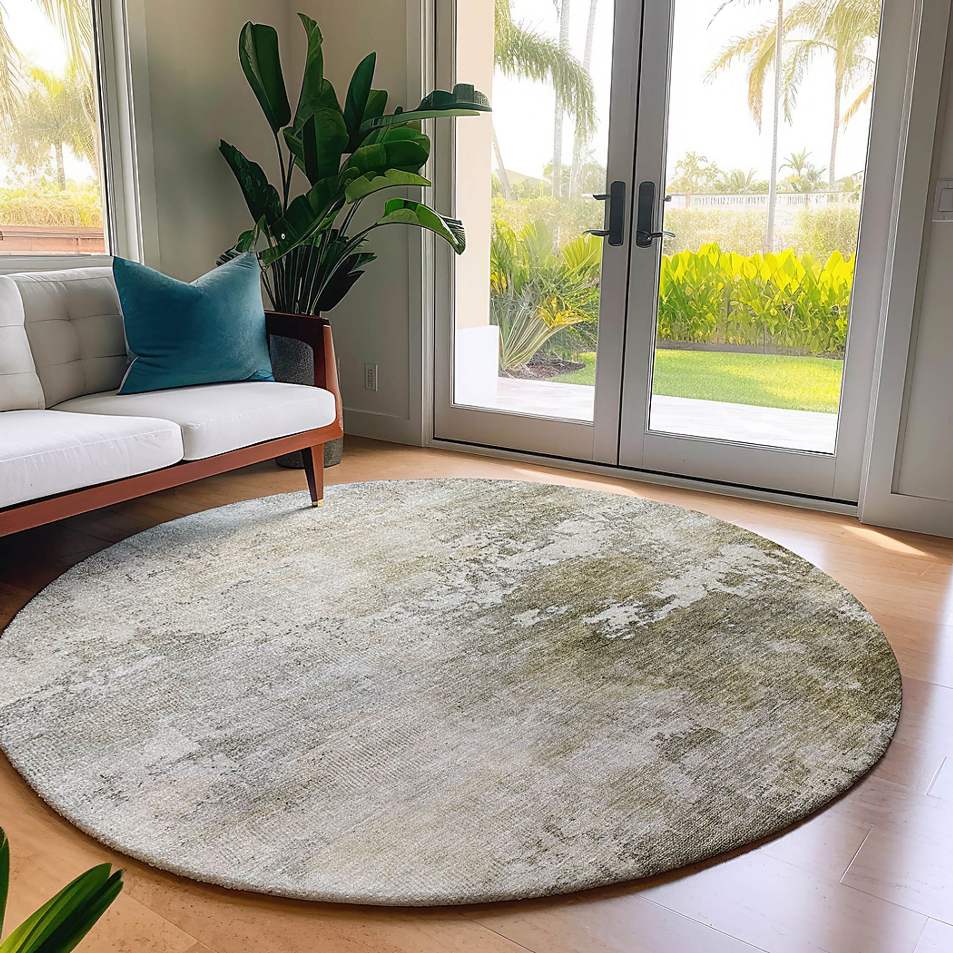 Wandi Tan 8' Round Machine Washable Rug - Image 2