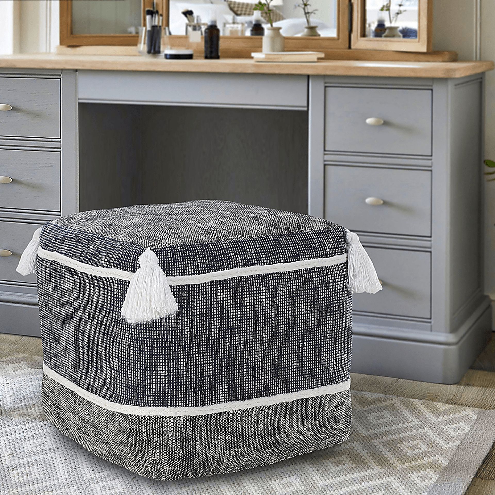 Wanella Blue/White Pouf - Image 2
