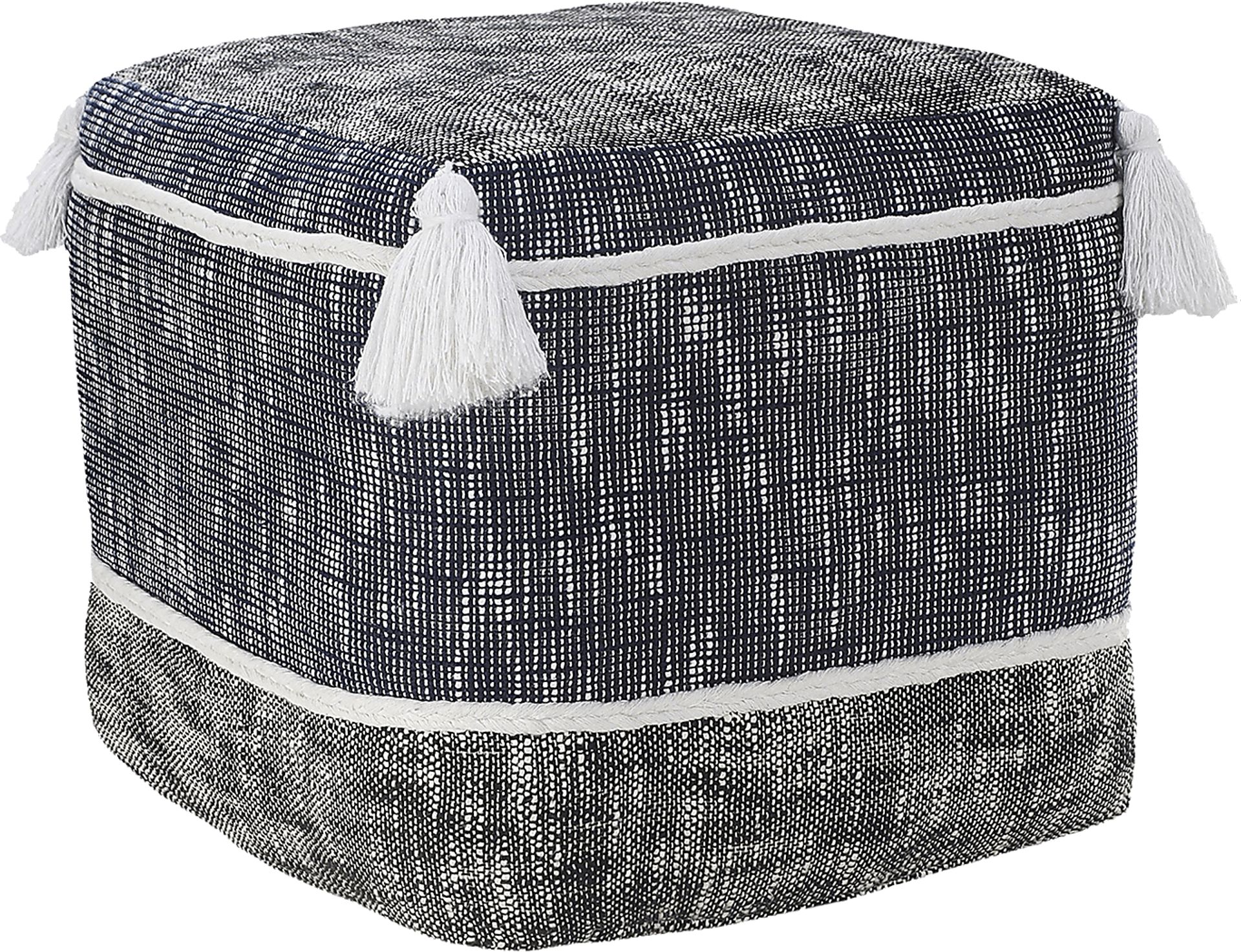 Wanella Blue/White Pouf - Image 1