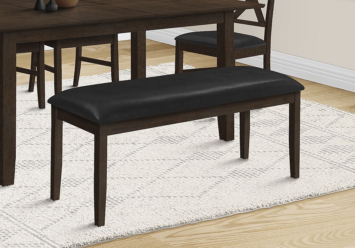 Wansley Espresso Dark Wood Polyurethane Fabric Dining Bench | Rooms to Go